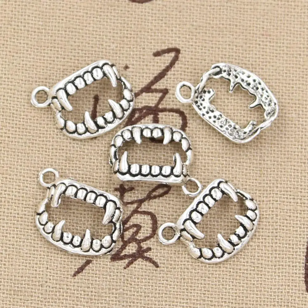 

15pcs Charms vampire dracula fangs teeth 17x12mm Antique Making pendant fit,Vintage Tibetan Silver,DIY bracelet necklace