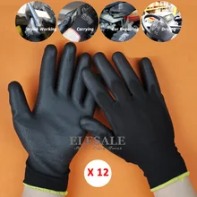12 пар новых рабочих защитных перчаток нейлоновые трикотажные перчатки с полиуретановым покрытием для садовника строителя водителя механика защитные перчатки