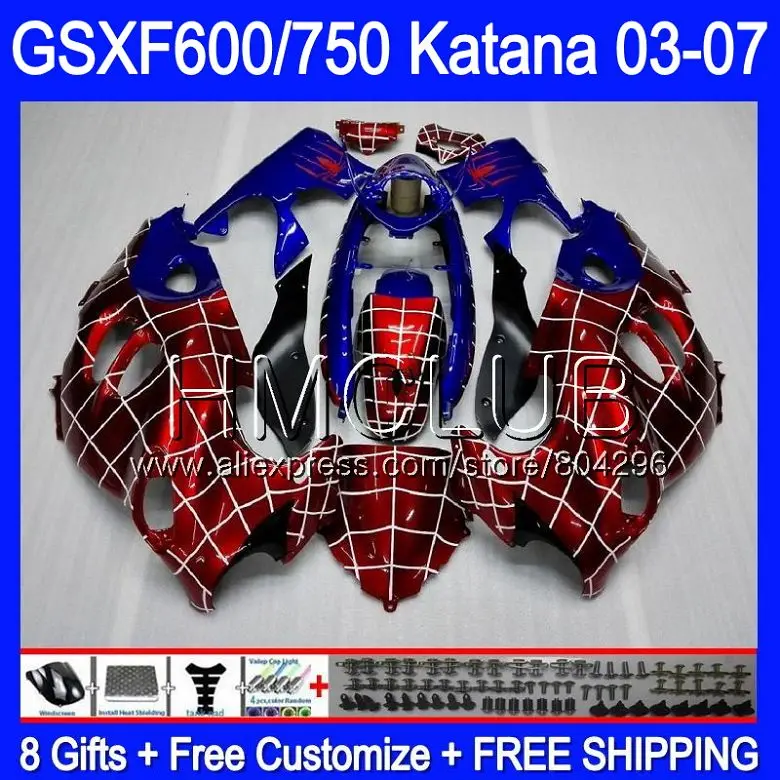 No. 1 Комбинезоны для Suzuki Katana GSXF600 2003 2004 2005 2006 2007 8HM образования легкой пены. 3 «Человек-паук»; GSX600F GSXF 600 750 GSXF750 03 04 05 06 07 обтекатель - Цвет: No. 1