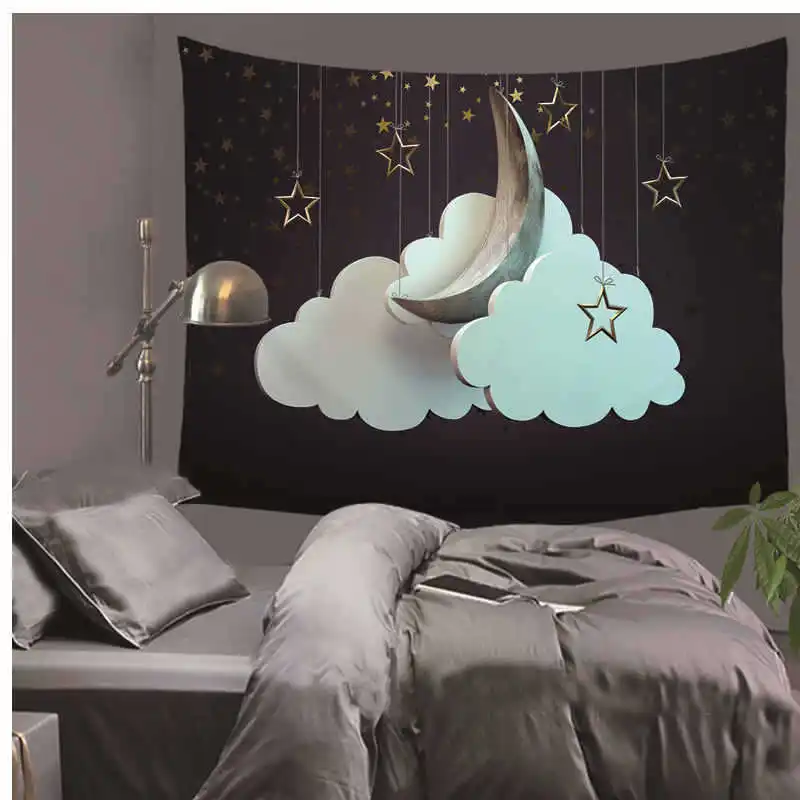 Ночной вид лунный свет космический узор гобелен настенный легкий вес полиэстер ткань Декор на стену для дома с принтом одеяло гобелен - Цвет: 3