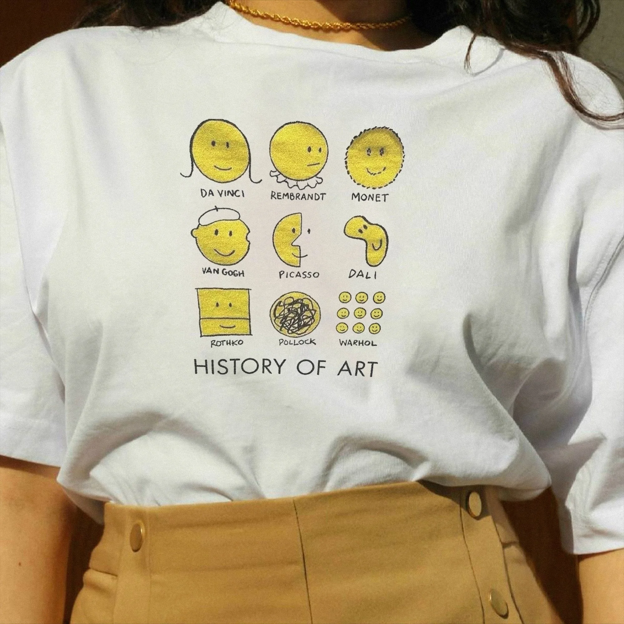 

Fashionshow-JF Summer Fashion Cotton Casual Funny T-shirt History of Art Graphic Tee Cartoon T-Shirt 90s Fashion Women T-shirt