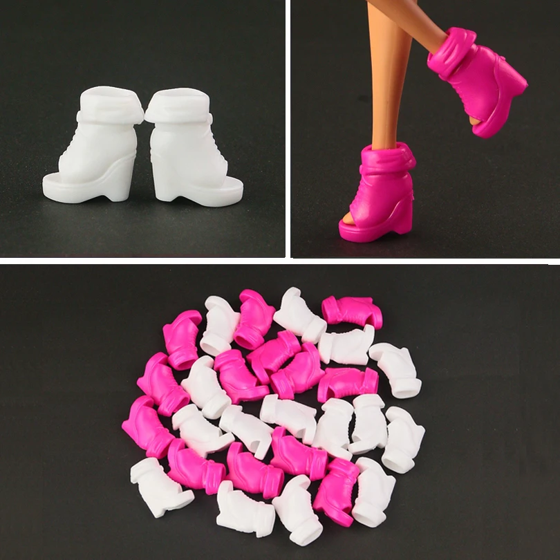 

10 pair / lot High Quality white shoes for barbie doll Beautiful short boots 2 color for you choose