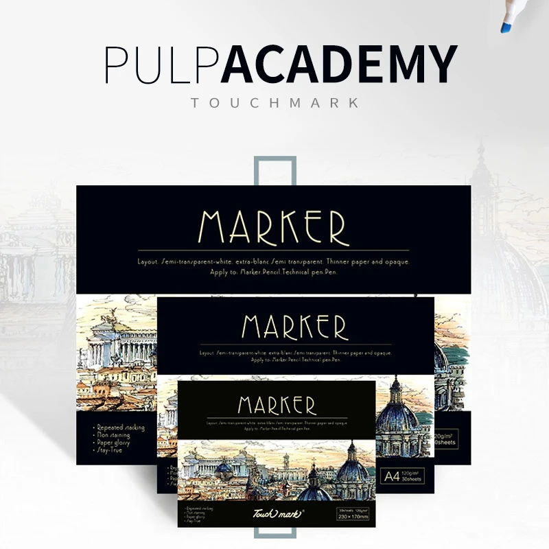Günstige TOUCHMARK A3 A4 Marker Pad 30 Blätter Professionelle Keine Eindringen Papier Zeichnung Album Sketch Für Student Künstler Kunst Liefert