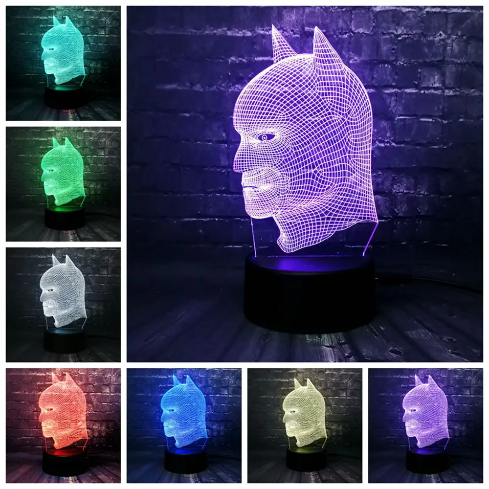 С героями комиксов Марвел, легенда Бэтмен "Лига правосудия" Symbal 3D RGB лампа светодиодный ночник стол мальчик подарок визуальную иллюзию оптический детская игрушка