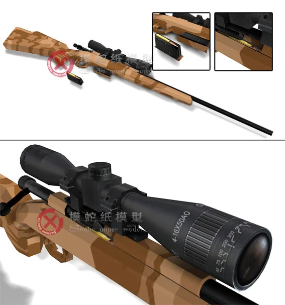 Бумажная модель оружия M700 снайперская винтовка 1:1 масштаб пистолет 3D Пазлы бумажная игрушка ручной работы игрушка