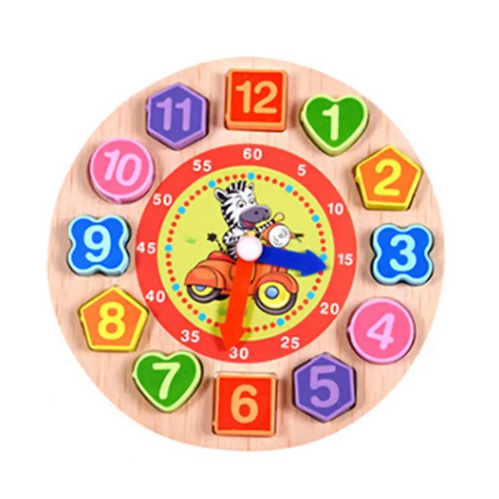 1 шт./компл. 4 модели паззлы цифровые деревянные часы животных мультфильм образовательная игрушка красочные геометрические фигуры игрушки для распознавания - Цвет: zebra