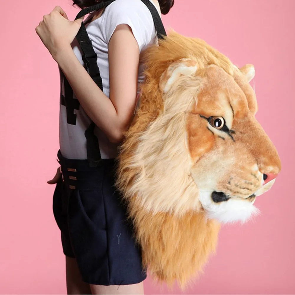 NEW 3D Animal Design Girls Backpack Tiger Lion Leopard Panda School Bags Luxury Women Chain Clutch Crossbody Shoulder Bags Purse