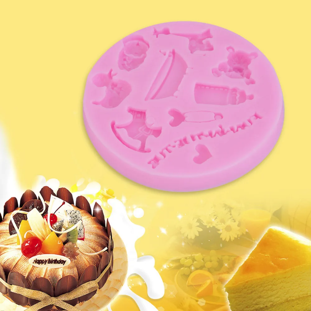 

Giraffe Bath Duck Baby Fondant Mold Silicone Cake Emboss Decorating DIY Mould Popular New