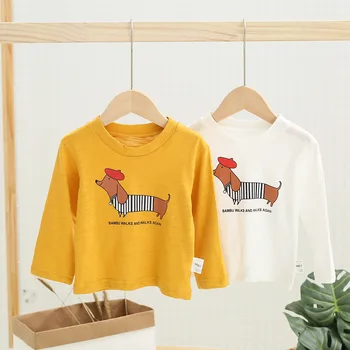 

Baby T-shirts 2019 New Arrive O-Neck Cartoon T-shirts For Boys Long Cotton Loose Dress Print Dog Spring Styledresses for Girl