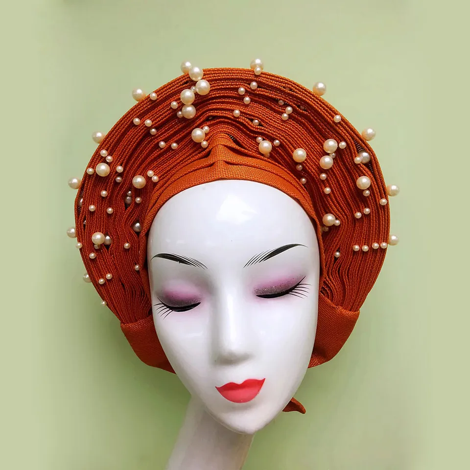 

New african gele wedding headtie gele&Ipel,Auto gele, adjustable aso oke gele ready made nigeria aso oke autogele MONA-7