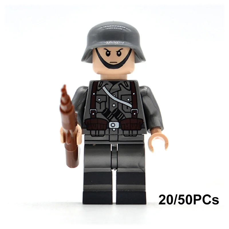 20 50PCS Lot German Military Building Blocks Bricks Boys Friends Games Mini Action Figures With Weapons