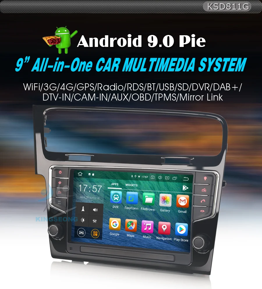 Flash Deal 9" Autoradio Android 9.0 Sat Nav DAB+ GPS Car Stereo Car Multimedia for VW GOLF VII/7 2013 onwards WIFI Bluetooth SWC 4G OBD RDS 0