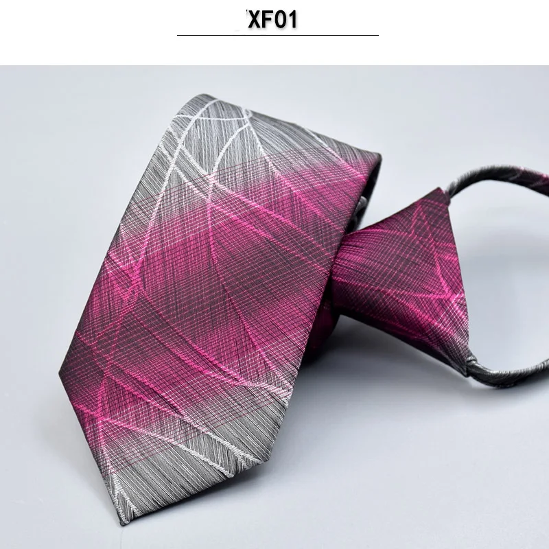 7CM Polyester Silk Stripes Vintage Classic Men Zipper Ties Formal