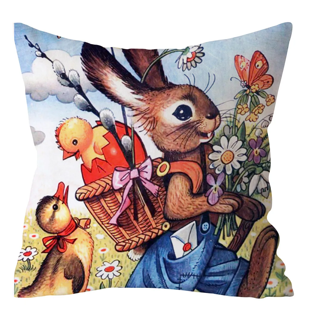

Gajjar Pillow Cases 45*45 cm Easter Rabbit Print Cushion Cover Easter's Day Gift Printing Throw Pillow Cover Home Decor 20MAR12