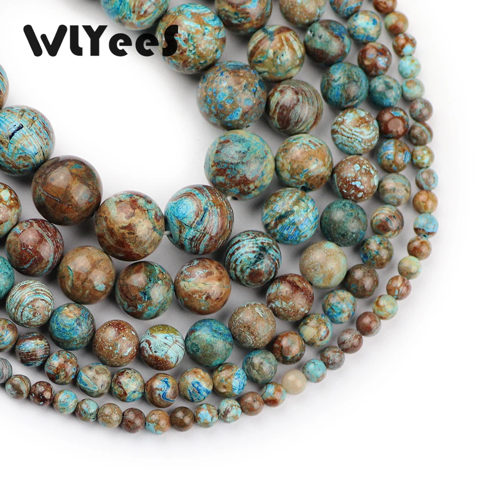 

WLYeeS 3A Natural Stone Blue Pattern carnelian Beads 4 6 8 10 12mm Round Loose Beads for Jewelry Bracelet Making DIY Accessories