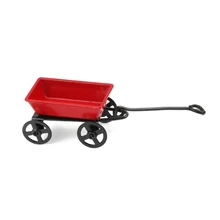 Carrito de jardín de Metal Vintage en miniatura para casa de muñecas a escala 1:12, carrito de tracción para jardín, accesorios para manualidades coleccionables