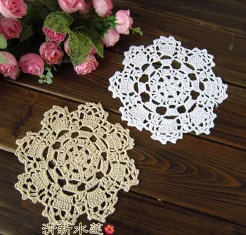 

Free shipping wholesale 100% cotton Doily hand made Crochet cup mat, ,cup pad,coaster 16CMX16CM 12 PCS/LOT CD034