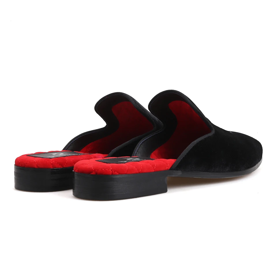 Piergitar new style Handmade men's velvet slippers Fashion party and show men dress shoes embroidery smoking slippers plus size