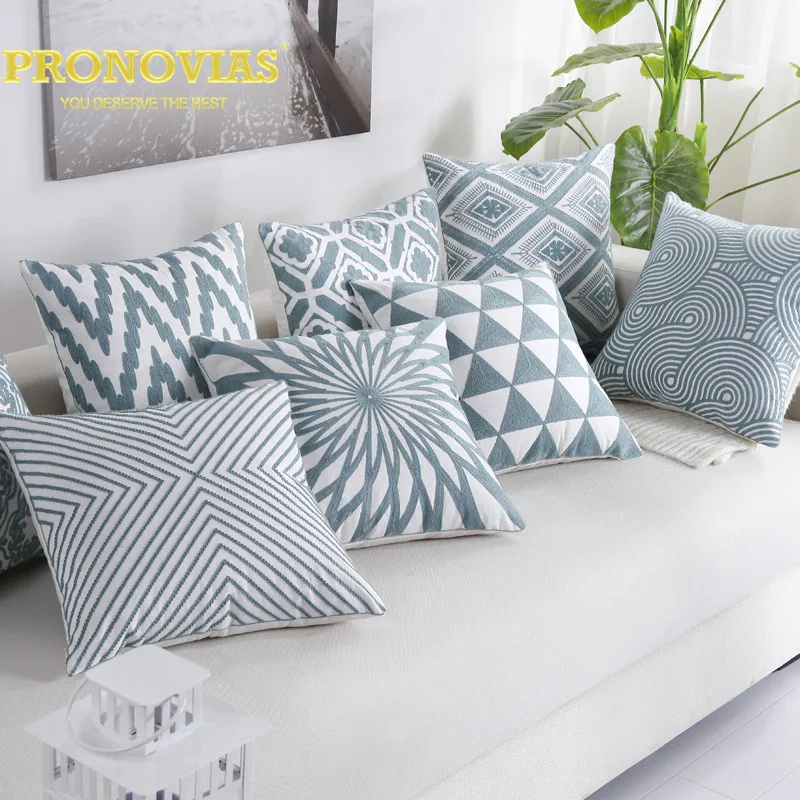 

Pronovias simple pattern embroidered modern decorative pillow cases teal