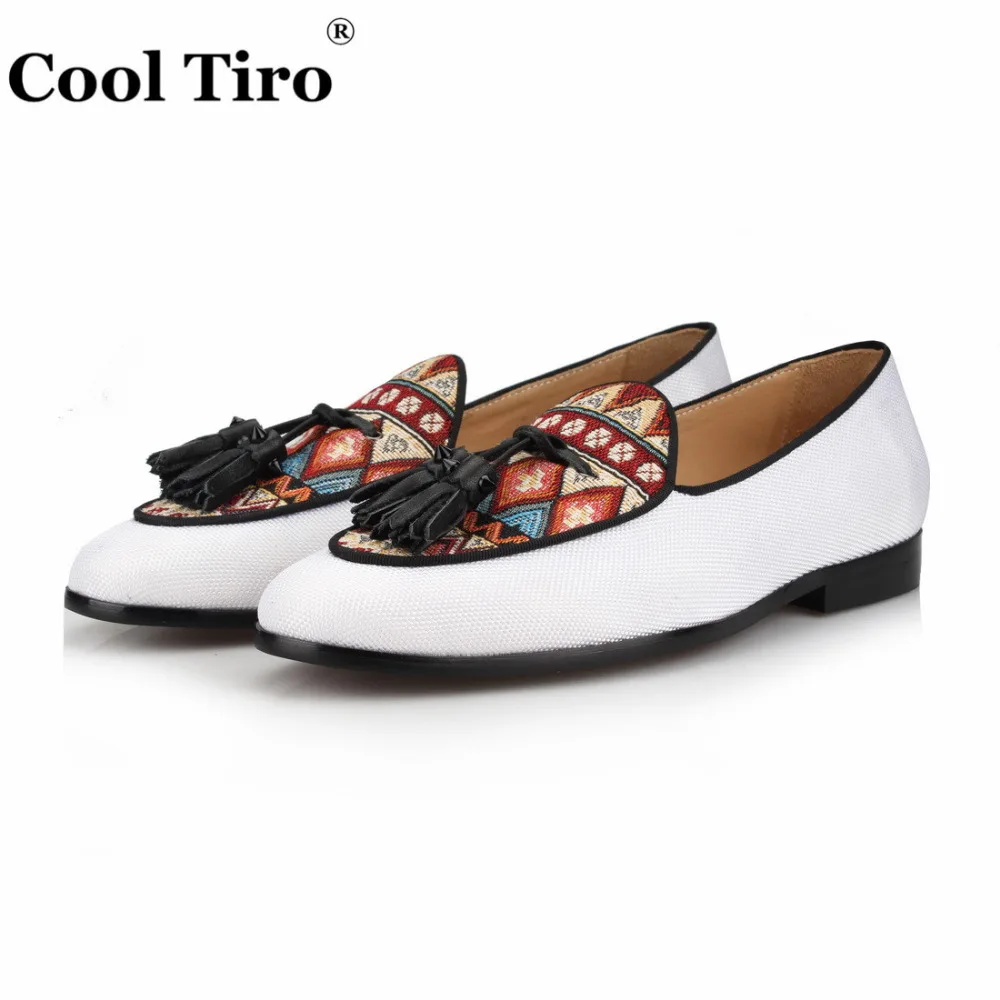CANVAS LOAFERS WITH LEATHER TASSELS Ethnic style rough cotton (3)