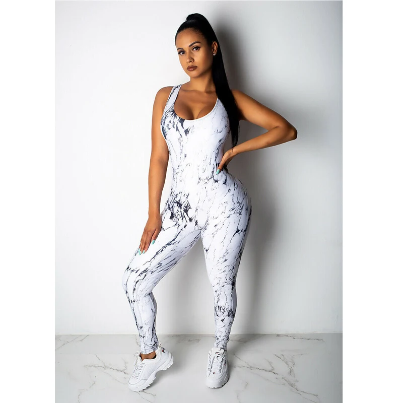 

Women Gym clothes Backless Fitness Leopard sleeveless backless Bandage Sport Jumpsuit one piece Set Overalls Sportswear Pants