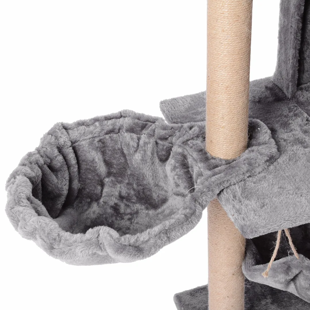 Cat Tree Condo House Pet Cats Tower Scratching Post Furniture Jumping Play Toy Gray Beige Cat Climbing Frame