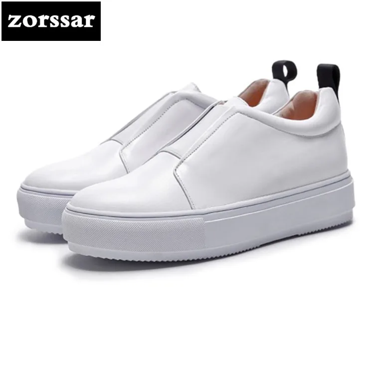 

{Zorssar} 2018 New Genuine Cow Leather Flat Shoes Women Sneakers High Quality Comfortable Flats Women Casual Shoes Couple shoes