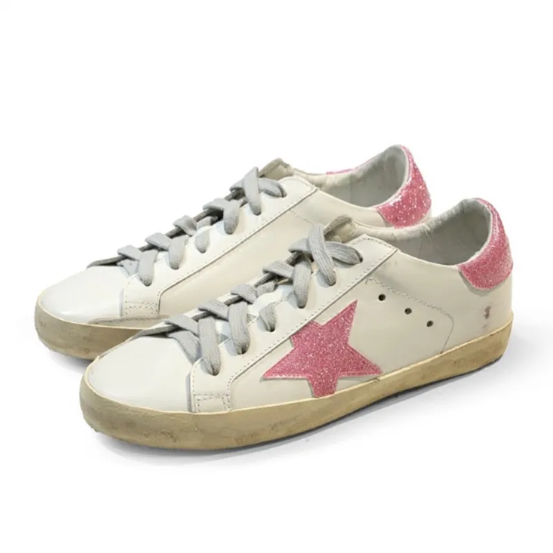 

Fashion gold leather shoes brand handmade men and women casual ladies sports shoes star Slipony dirty shoes shoes Zapatillas Kra
