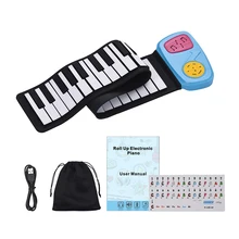 Портативный 49-ключ Roll-Up Piano кремния электронного клавиатуры Встроенный динамик с рисунком Стикеры для Для детей