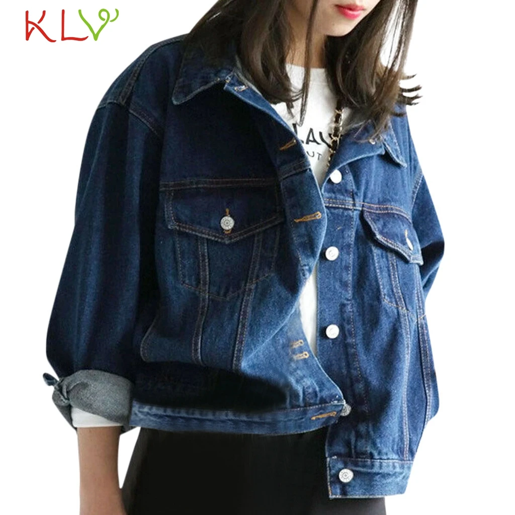 

Women Denim Jacket Oversize Pocket Casual Jeans Jackets 2019 Winter Fall Plus Size Overcoat Casaco Feminino Coats For Girls 19Jl