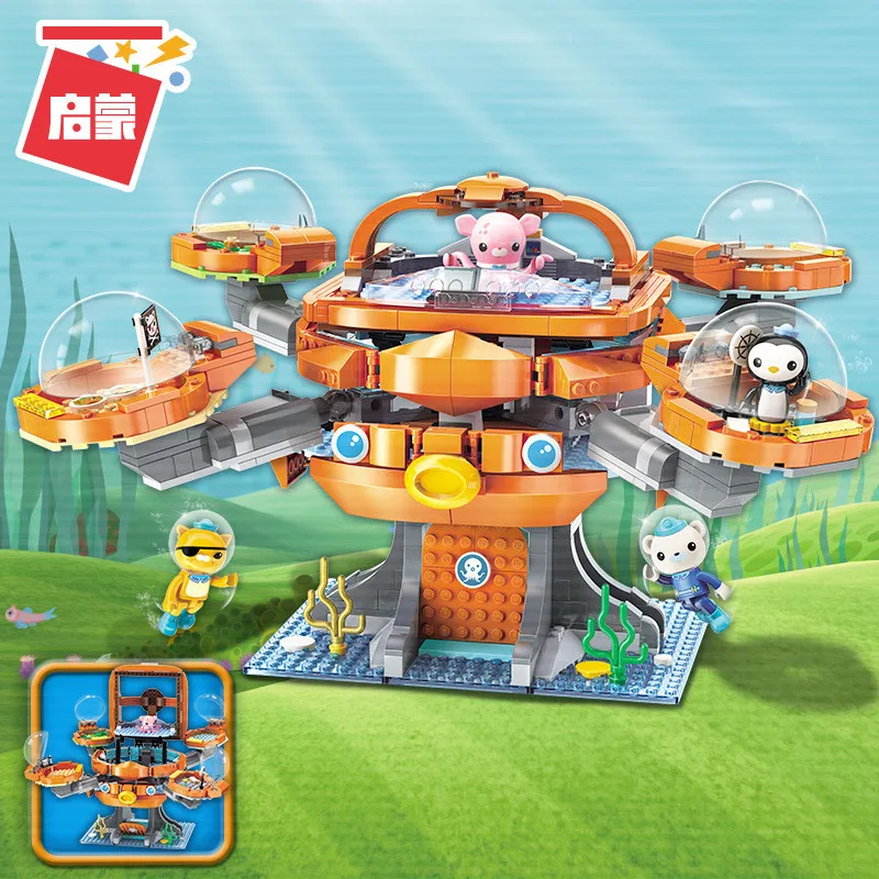 

Octonauts Building Block Octo-Pod Octopod Playset & Barnacles kwazii peso Inkling 698pcs Educational Bricks Toy For Bo