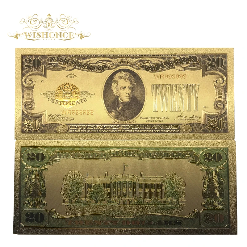7 шт./лот, 1928 год, золотой набор банкнот американского цвета 1, 2, 5, 10, 20, 50, 100 долларов, поддельные бумажные банкноты для сувениров, подарки