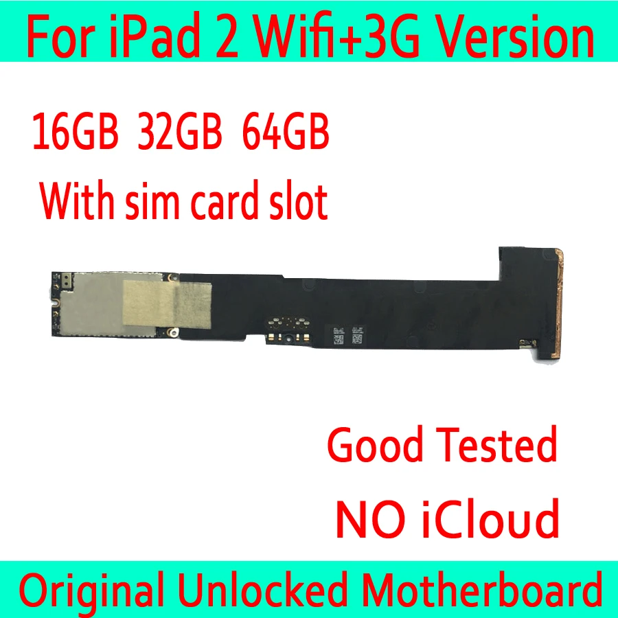 Оригинальная материнская плата для iPad 2 WIFI 3G версия разблокированная чистая iCloud