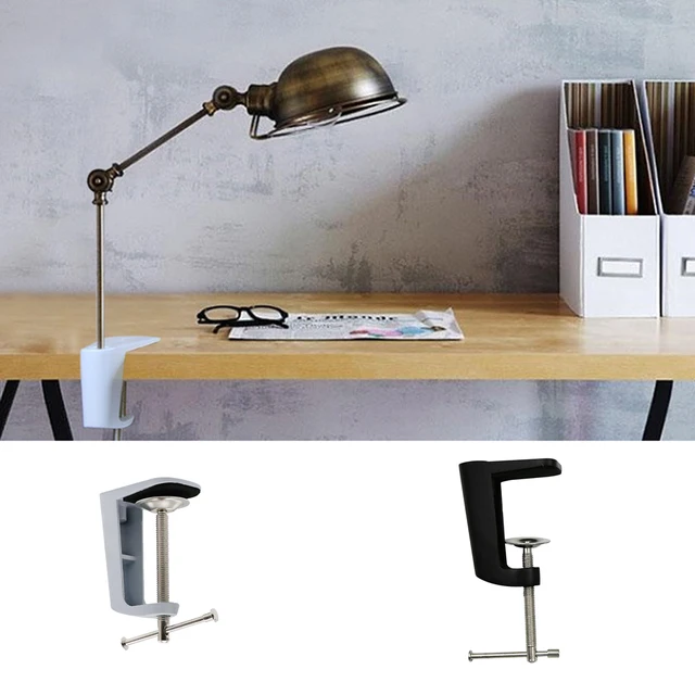 Metal Adjule Arm Desk Clamp Table Lamp Clip Holder Stand White Black