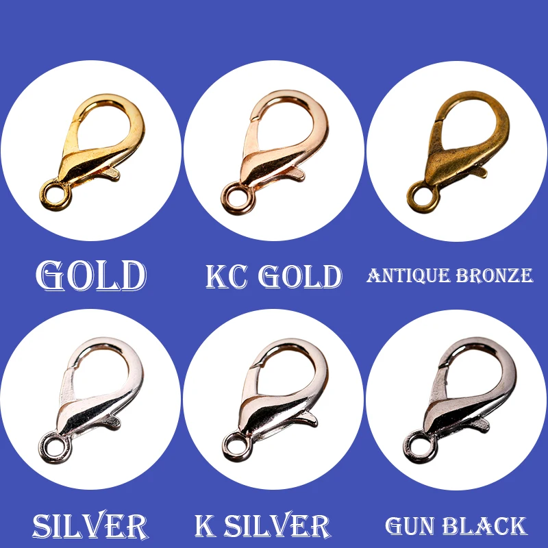 

200pcs 10/12/14/16/18/21mm Steel Nickel Free Metal Lobster Claw Clasps Hooks For Jewelry Making Findings DIY Necklaces Bracelet