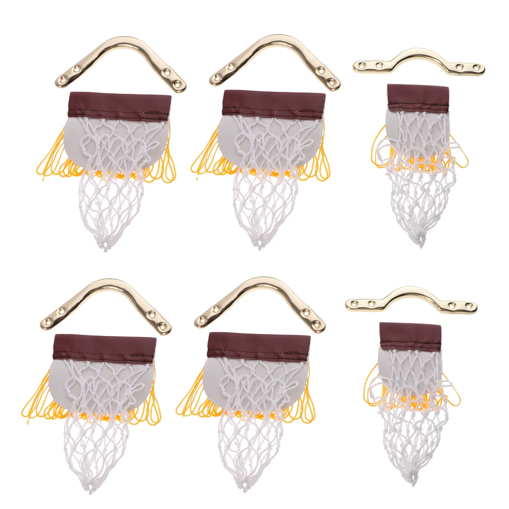 6pcs Kids Pool Cotton PU Leather Table Net Pockets with Fringes Irons Bracket Set Billiard Accessories 4 Cornor and 2 Sides