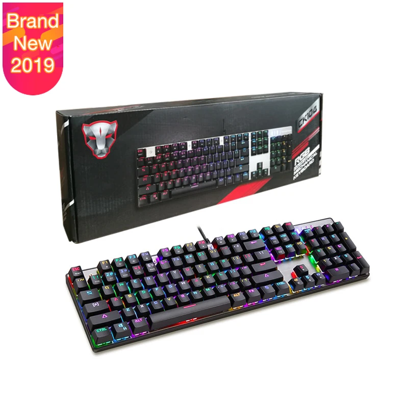  CK104 Gaming Wired Mechanical Keyboard 104 Keys Real RGB Blue Switch LED Backlit Anti-Ghosting mag 