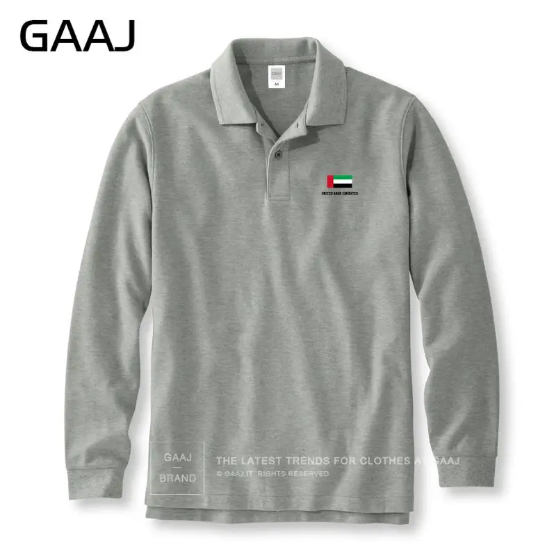 GAAJ, футболки поло с флагом ОАЭ, мужские и женские бренды унисекс, мужские рубашки поло для мужчин, тонкие хлопковые мужские однотонные рубашки#1KK85 - Цвет: Long Grey