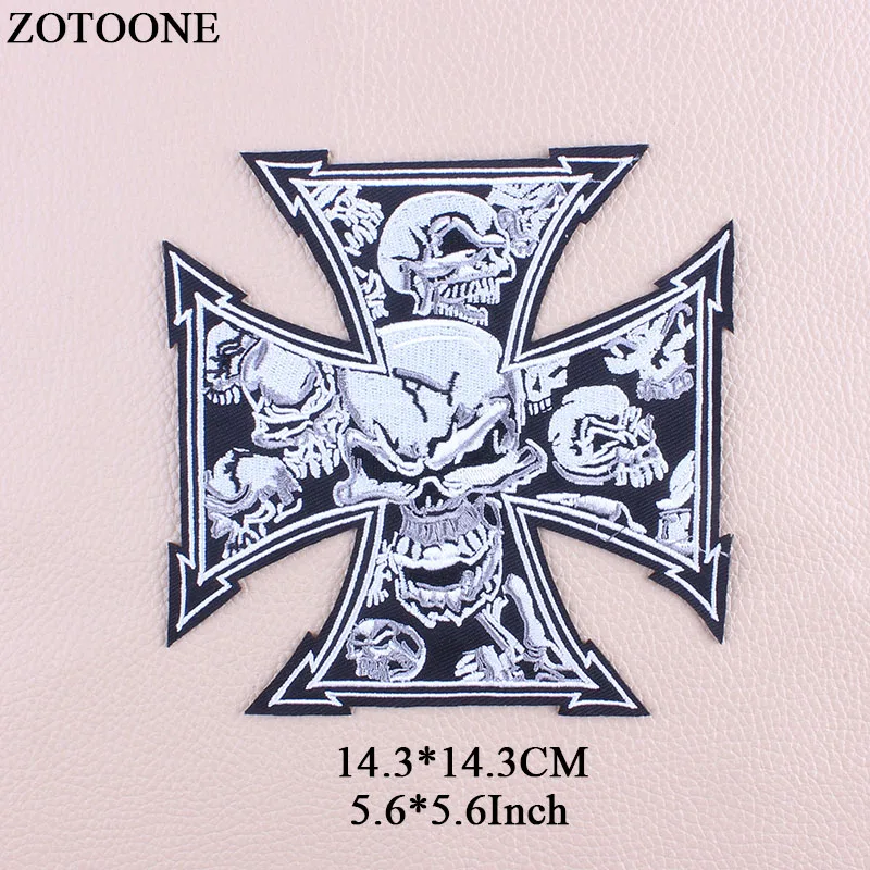 

ZOTOONE Big Skull Patch Iron On Transfer Cross Punk Patches For Clothes Stickers Applique Embroidery Rock Cloth Patch Biker G