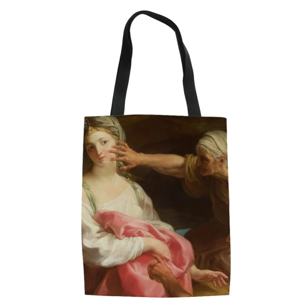 Famous Painting Shopping Bags Travel Custom Reusable Handbag Women Shoulder Cloth Pouch Foldable Girl Olils Large Linen Bag | Багаж и