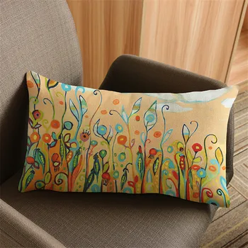 

30X50cm European pastoral style Lumbar pillow case cotton linen waist cushion cover sofa chair cub coffee shop home Decoration