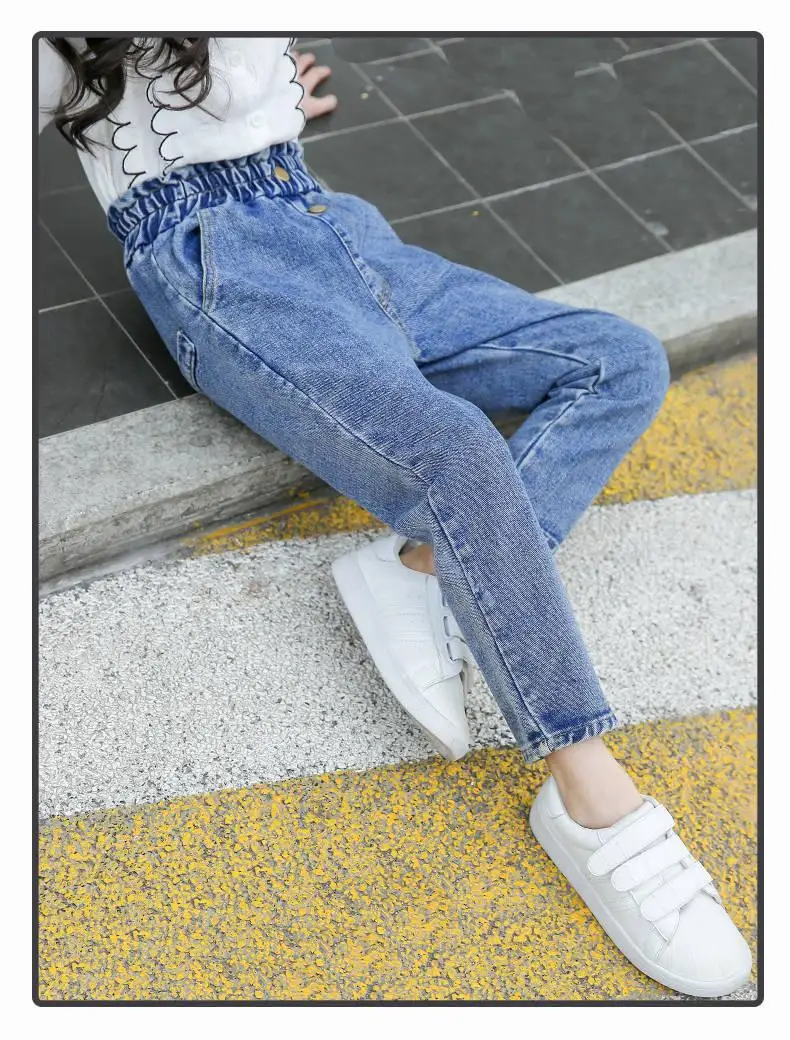 Spring Autum Children Jeans Pants Solid Kids Baby Jeans Casual Style Kids Denim Leggings For Girls Teenage Clothes N04