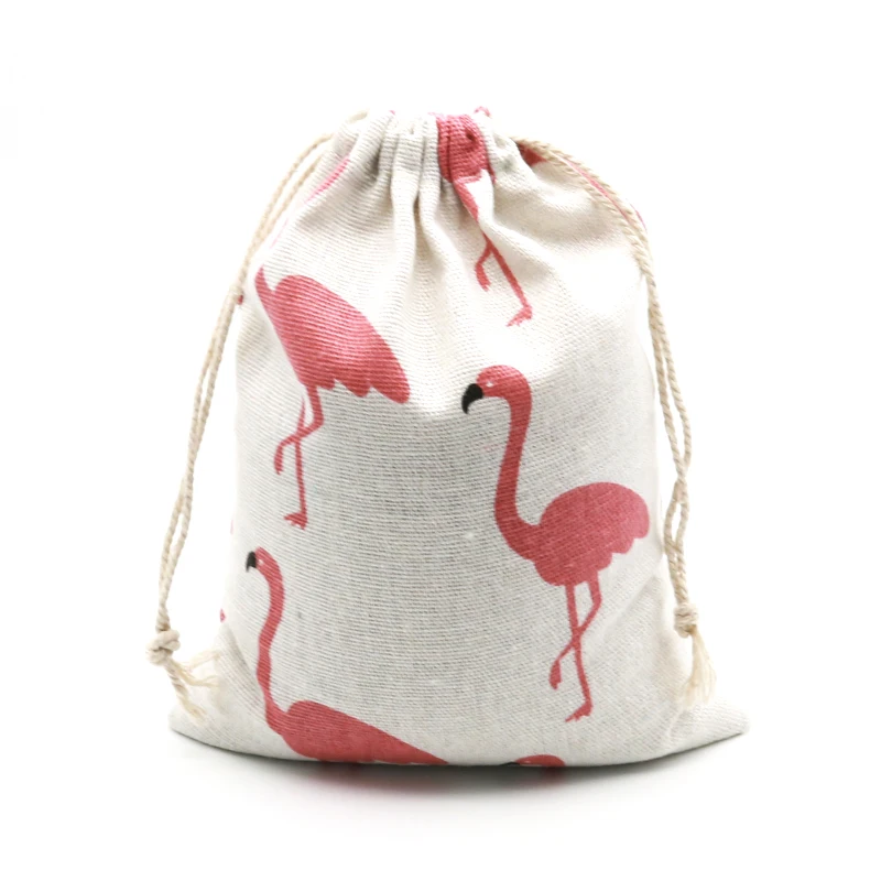 

Pink Flamingo Bird Linen Gift Pouch 9x12cm 10x15cm 13x17cm pack of 100 Makeup Jewelry Drawstring Bag
