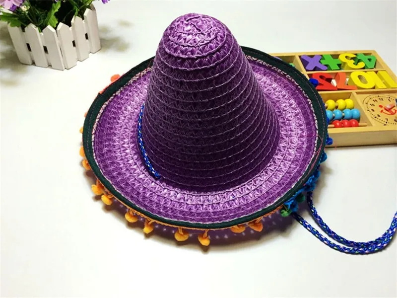 Соломенная детская шляпка Sombrero вечерние шляпки с помпоном 6 шт./лот|Мужские шляпы