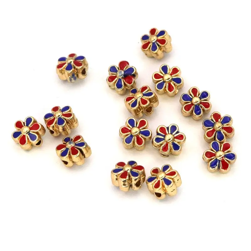 

5pcs/lot Flower Colorful Loose Spacer Metal Beads For Jewelry Finding Making Handmade Diy Necklace Jewelry Accessories Wholesale