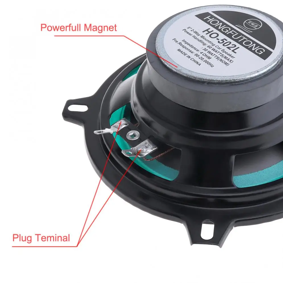 2pcs car speakers 5 Inch 60W Car Coaxial Speaker Vehicle Door Auto Audio Full Range Frequency HiFi Speaker for Car stereo