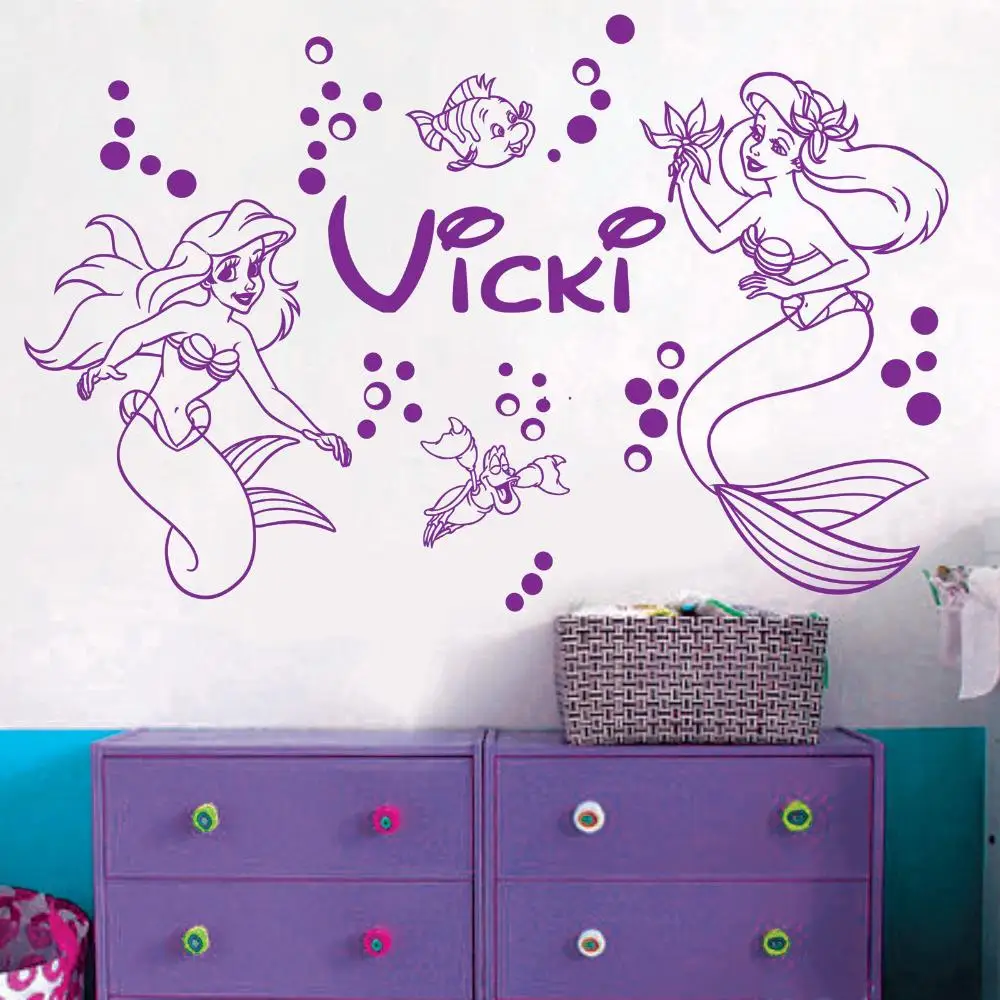Wall Decals Vinyl Decal Mermaid Personalized Name Sticker Girl Room