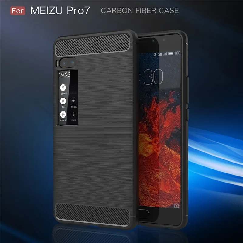 

Shockproof TPU Cover For Mei-zu Pro 7 Matte Case Anti-knock Carbon Fibre Skin Back For Mei-zu Pro 7 Plus Coque