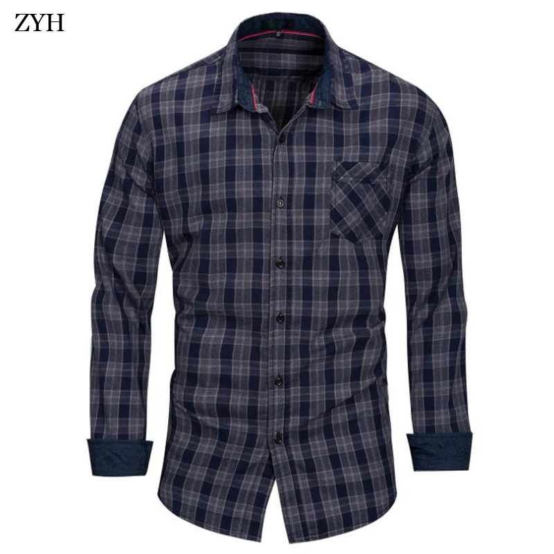 Men's shirts Spring Autumn Long Sleeve High Quality Cotton Shirt Men Business casual Brand plaid shirt camisa masculina 