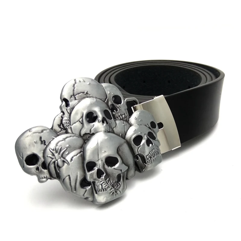 

New Arrival DIY Cinto Punk Cinturon Skull Belt Buckle metal Ceinture Homme Cowboy Men's Belts for jeans Belt Man With 130cm